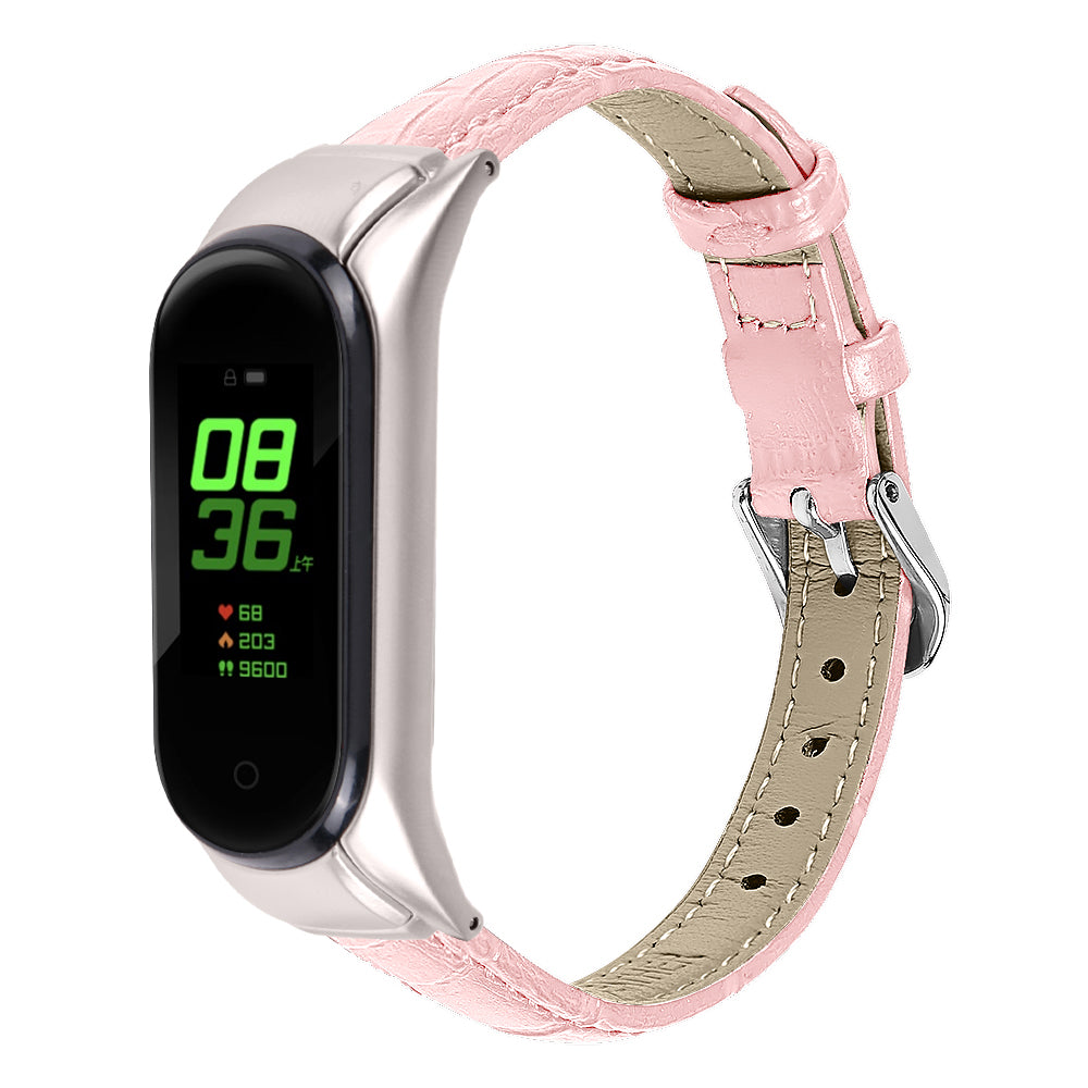 For Xiaomi Smart Band 8 Wrist Strap Crocodile Texture Top Layer Cowhide Leather Watch Band For Xiaomi Smart Band 8 Wrist Strap Crocodile Texture Top Layer Cowhide Leather Watch Band